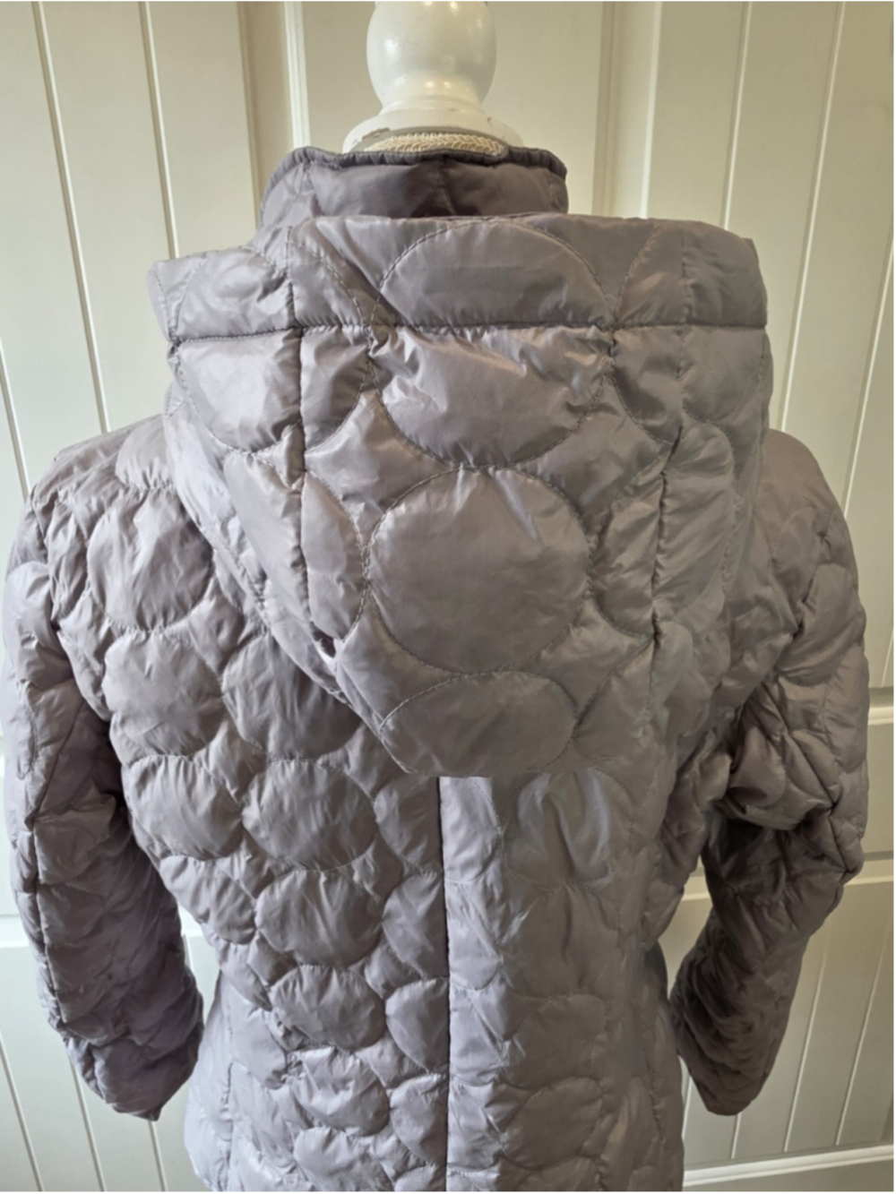 AKRIS Punto Gray Circle Quilt Hooded Puffer Jacket Women's US 8 EU 40 Coat - Picture 12 of 16